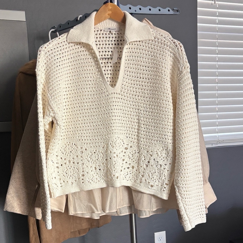 Madewell Cream V-Neck Sweater